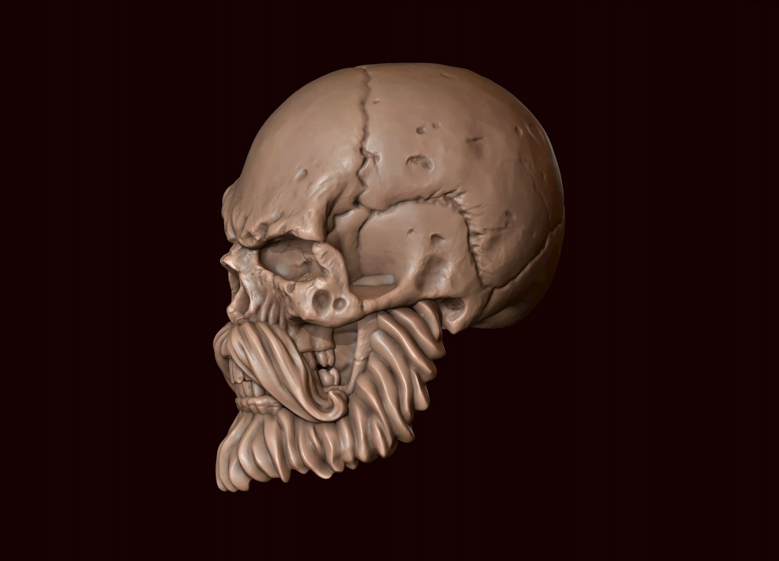 Skull with Beard and Mustache 3D print model_2