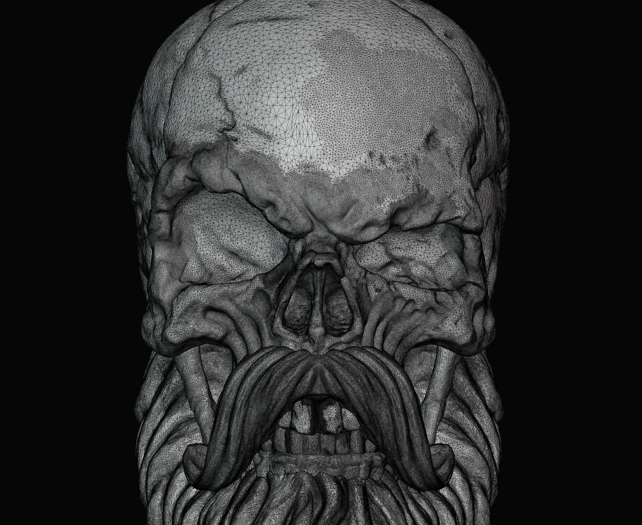 Skull with Beard and Mustache 3D print model_22