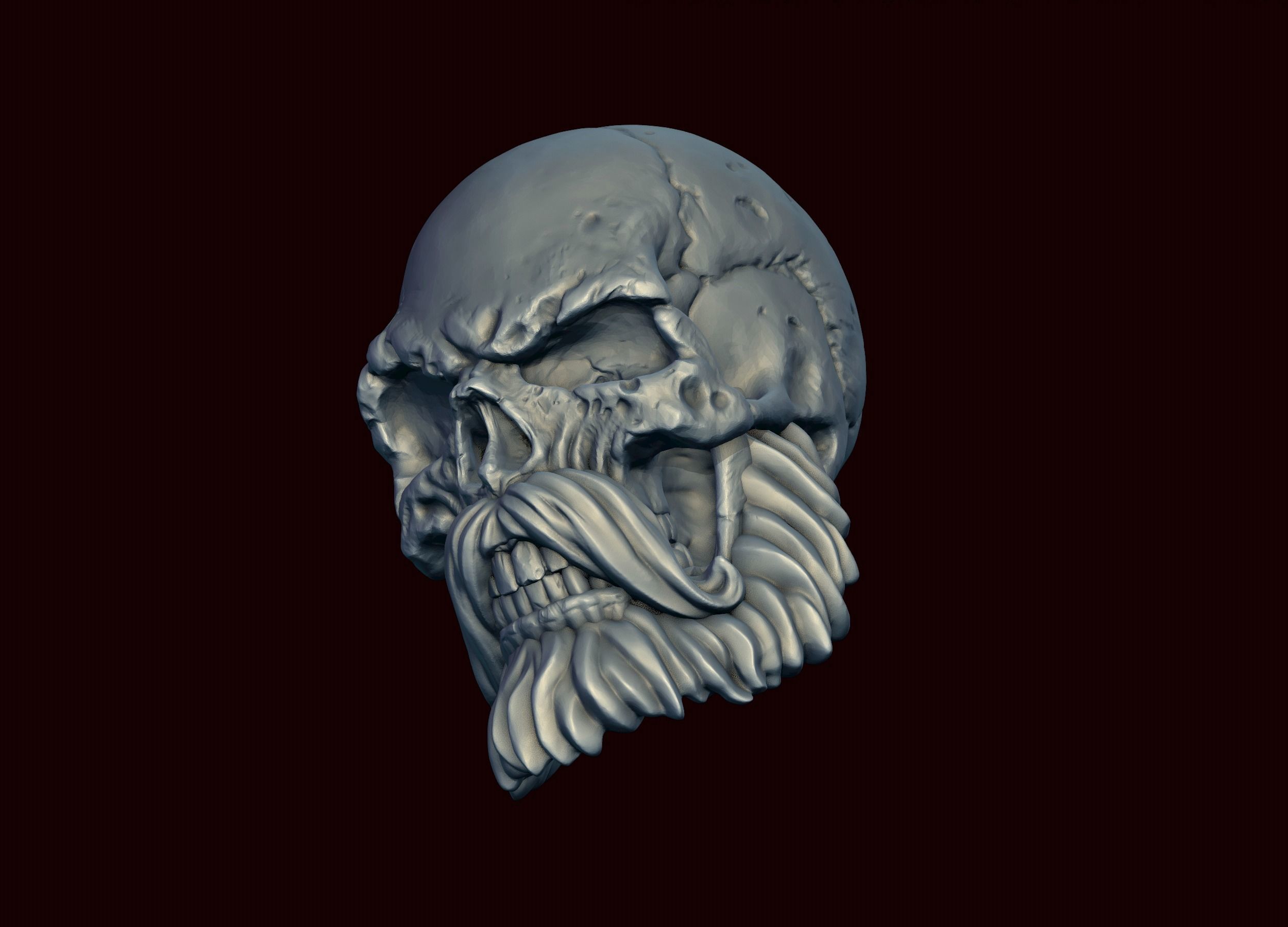 Skull with Beard and Mustache 3D print model_14