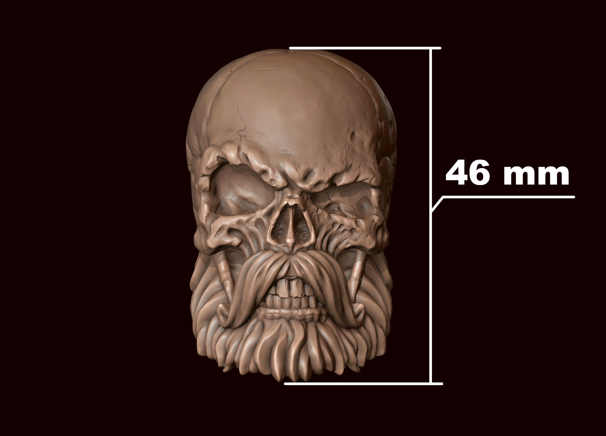 Skull with Beard and Mustache 3D print model_21