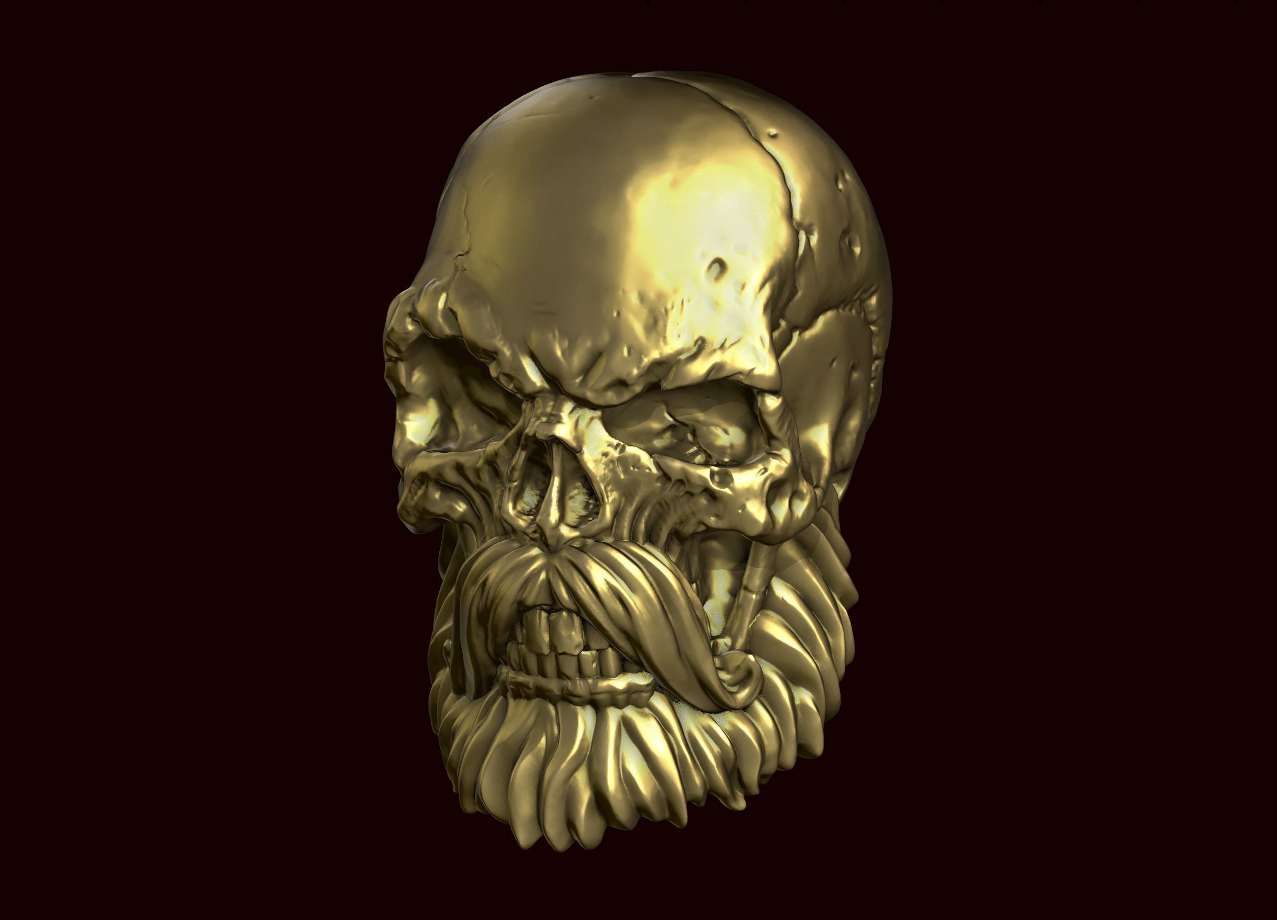 Skull with Beard and Mustache 3D print model_17