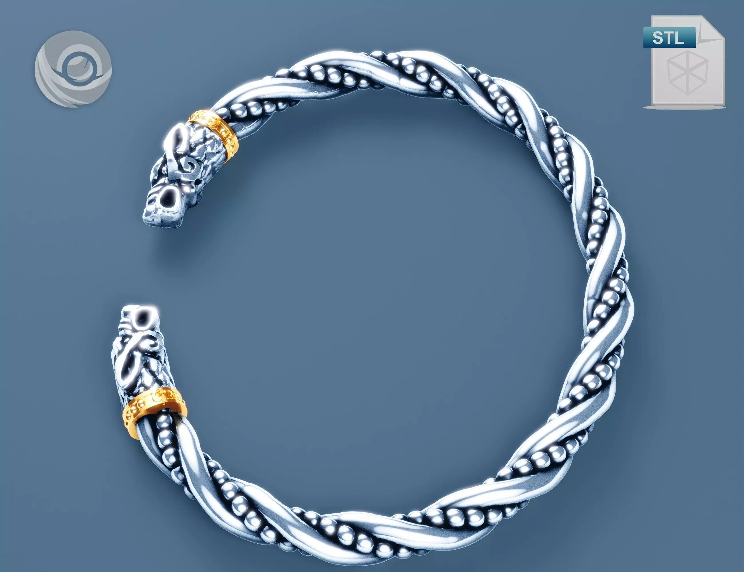 Geri and Freki Ragnarok viking jewelry Thor wolfs arm ring 3D print model_0