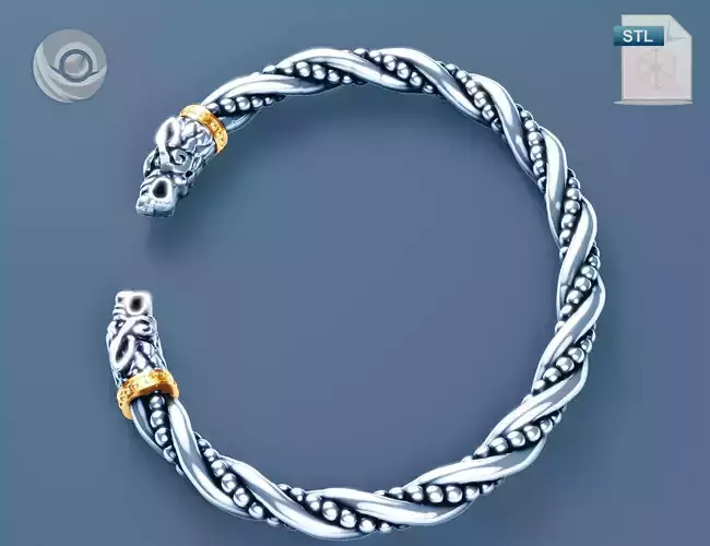 Geri and Freki Ragnarok viking jewelry Thor wolfs arm ring 3D print model