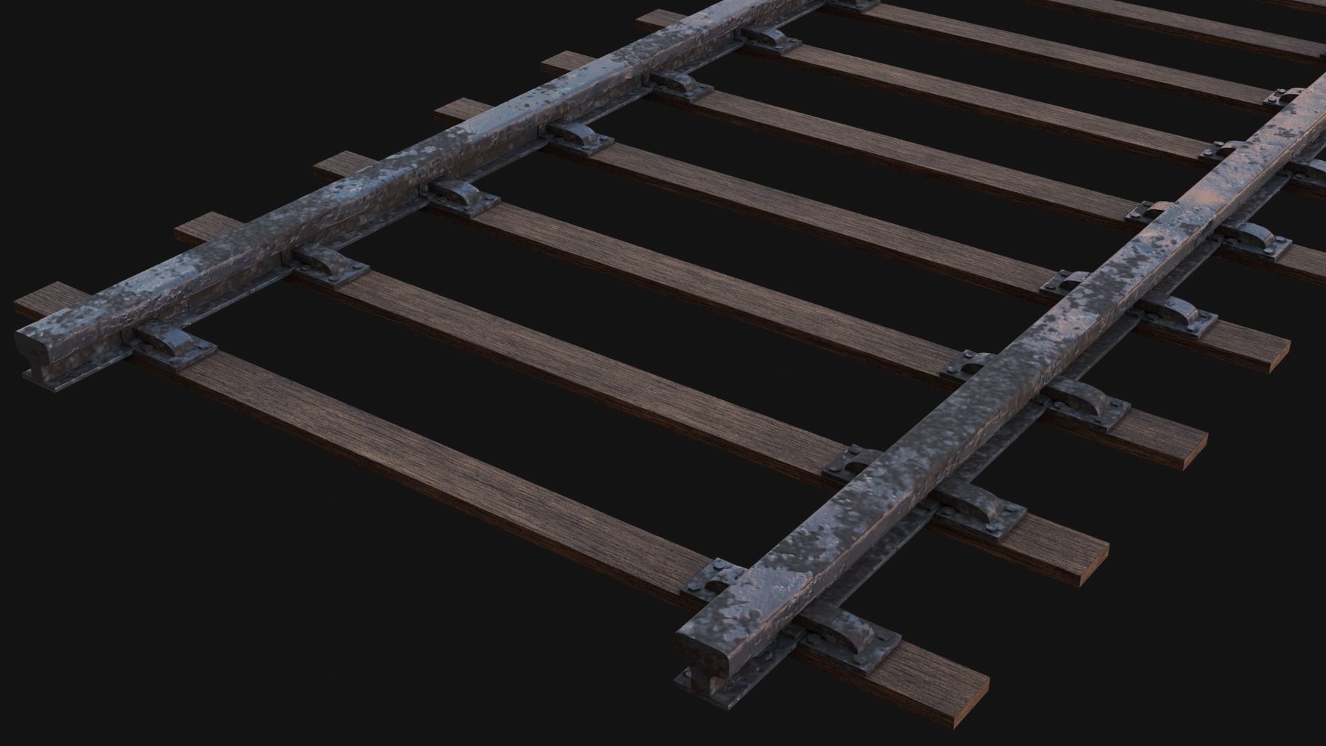 Railway track 3D Model  Low-poly 3D model_2