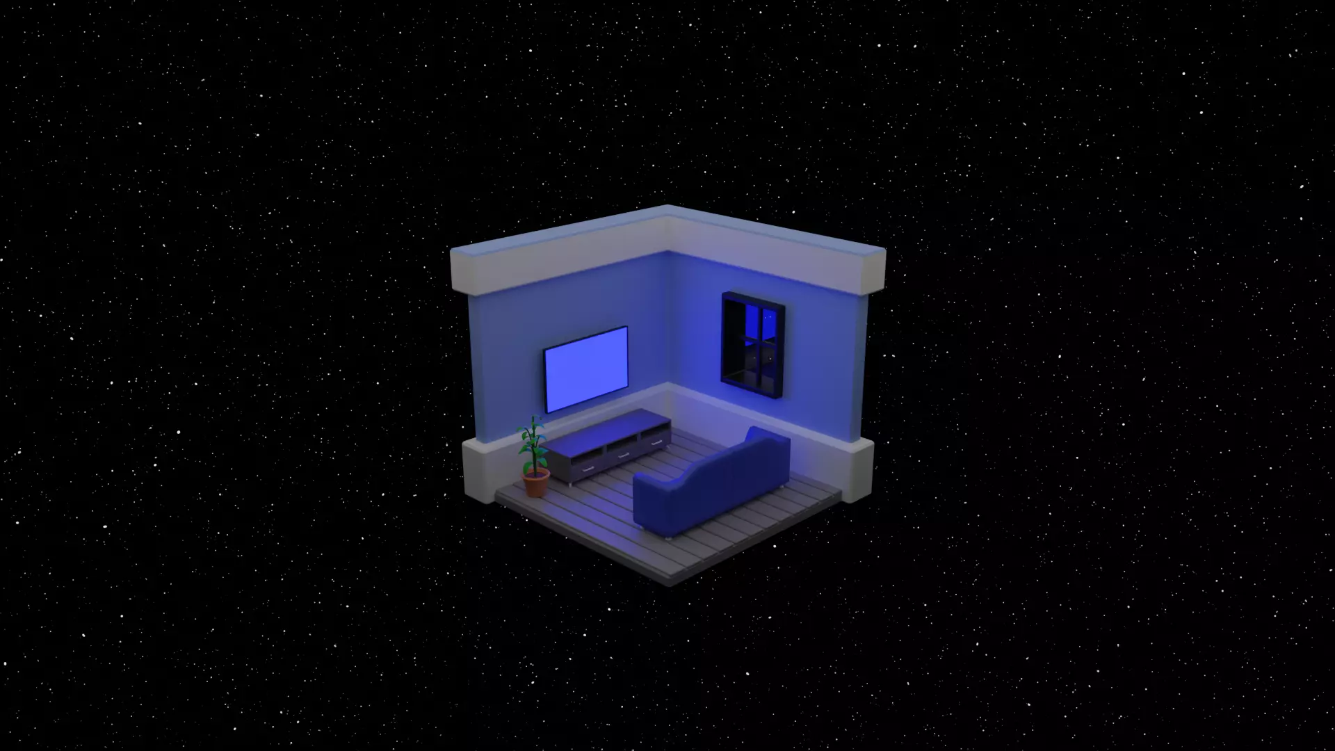 3D Room in the sapce Free 3D model_0