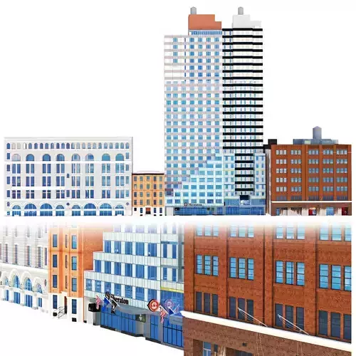 Facade of City Point Brooklyn New York buildings 3D model