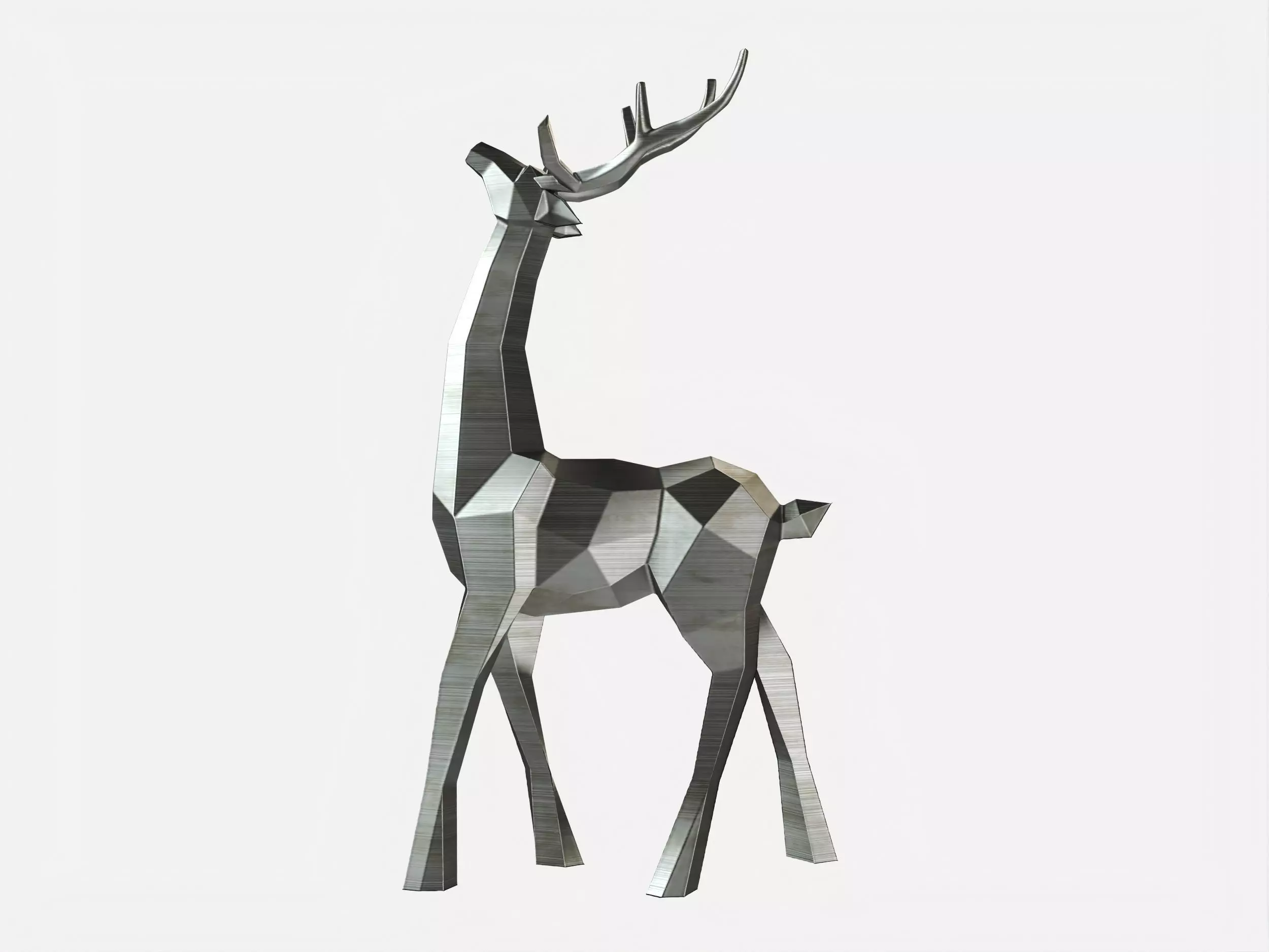 Reindeer 3D print model silver deer sculpture 3D print model