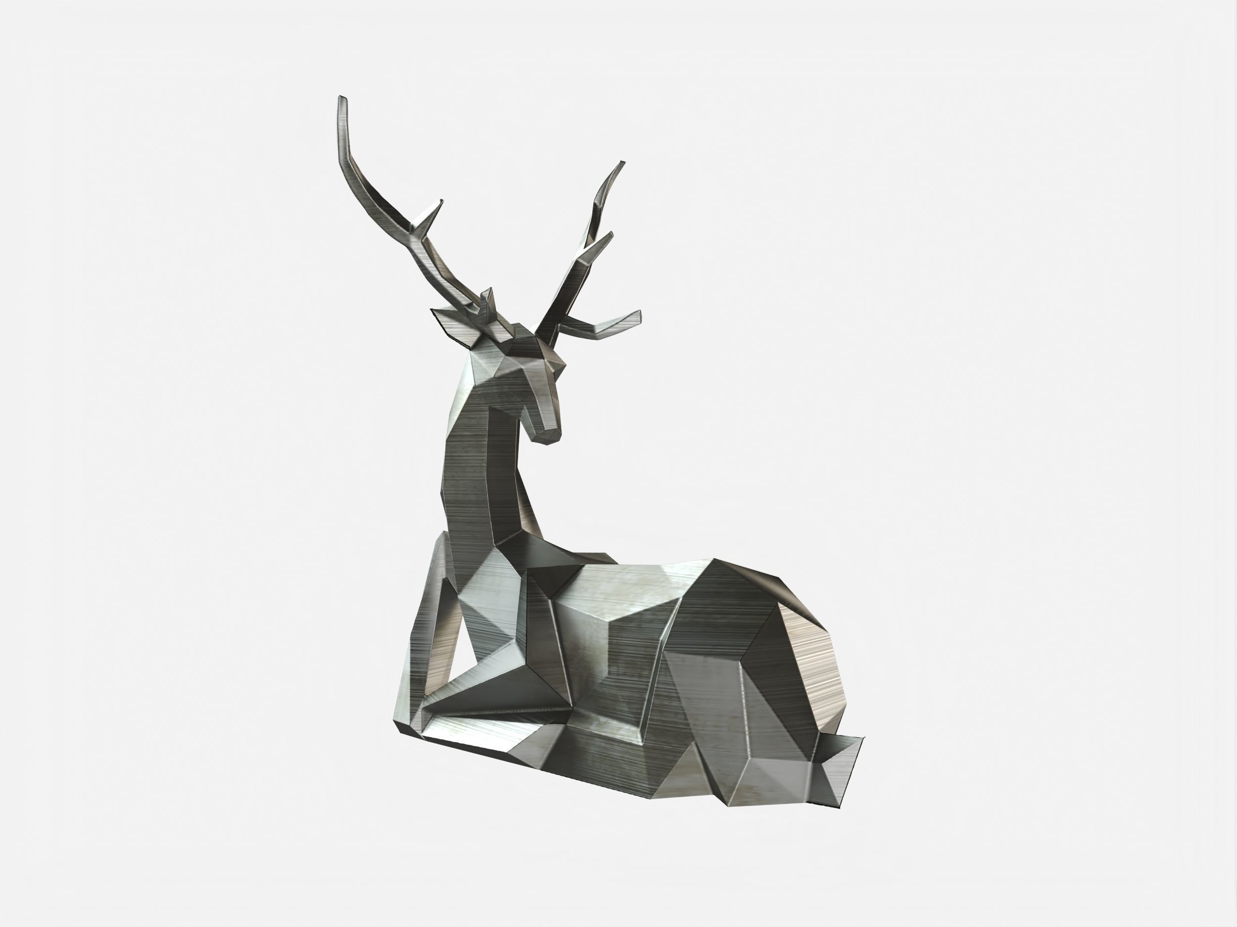 Reindeer 3D print model metal deer sculpture 3D print model_3