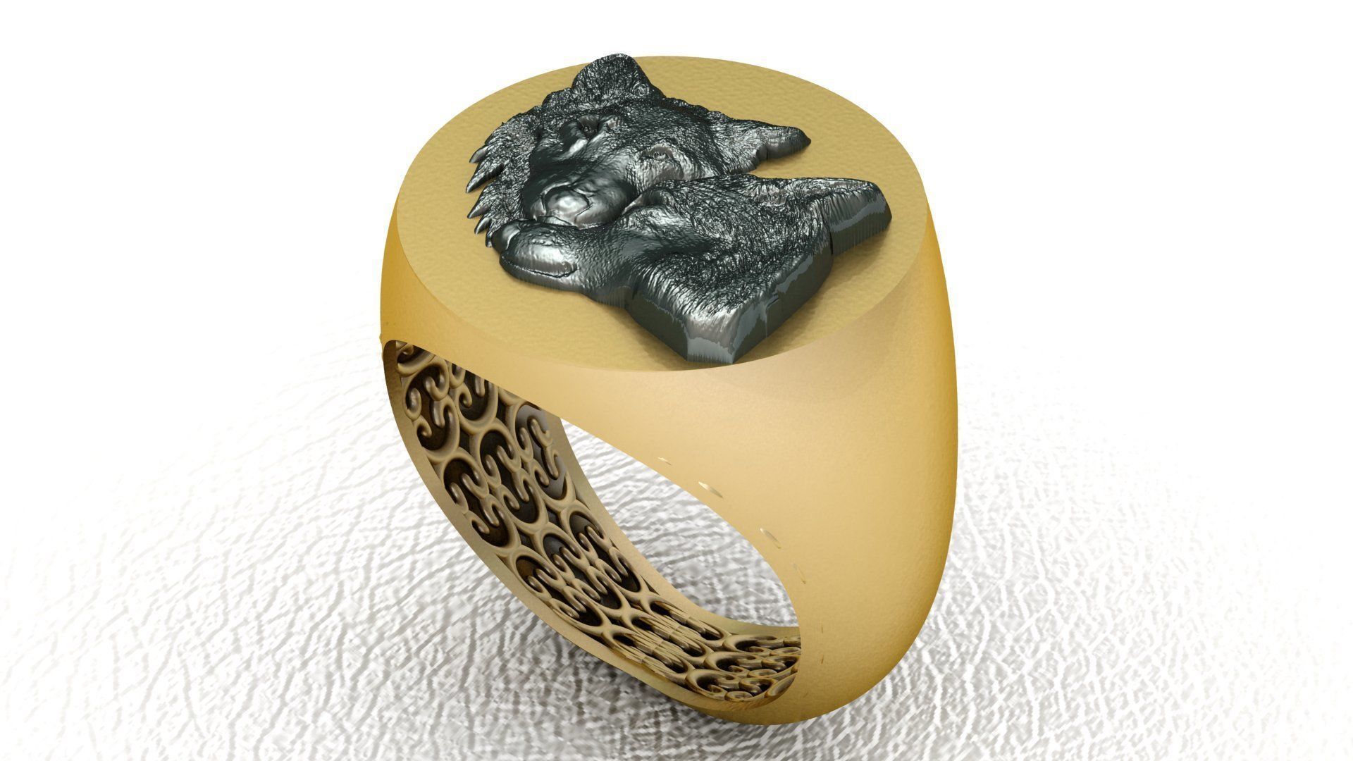 Wolf Ring 3D print model_1