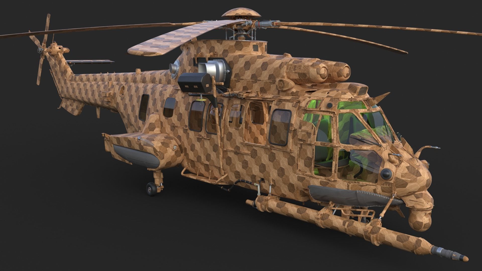 Eurocopter EC 725 Toy Wood 3D model_1