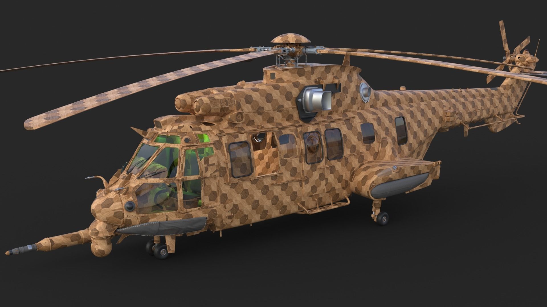 Eurocopter EC 725 Toy Wood 3D model_2