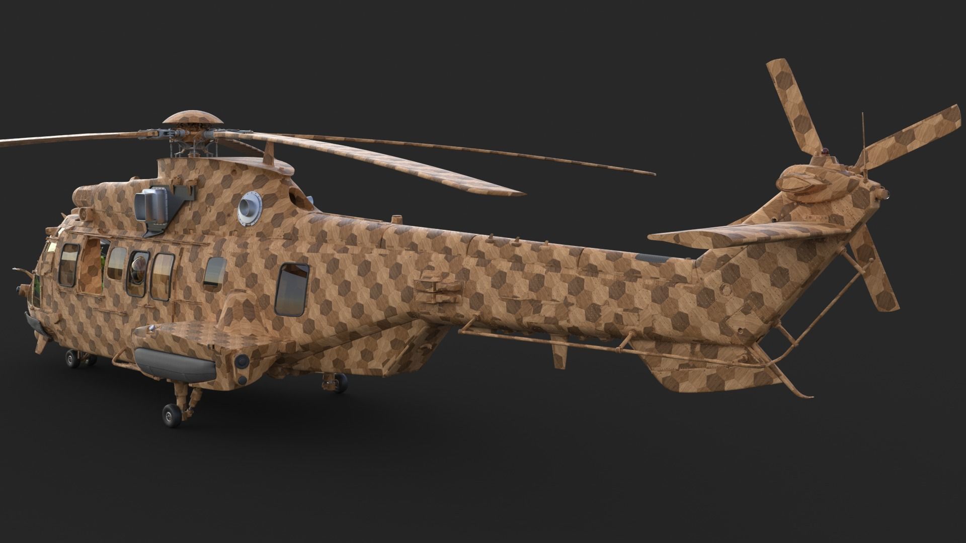 Eurocopter EC 725 Toy Wood 3D model_3