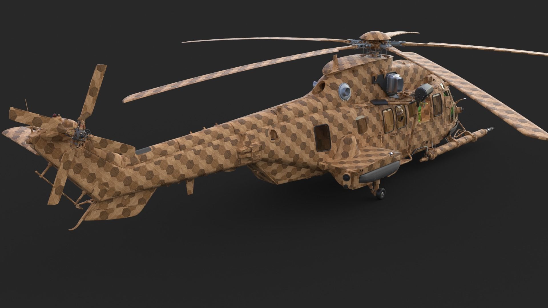 Eurocopter EC 725 Toy Wood 3D model_4