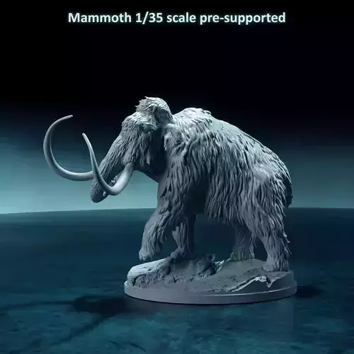 Mammoth walking 1-35 scale pre-supported prehistoric animal 3D print model