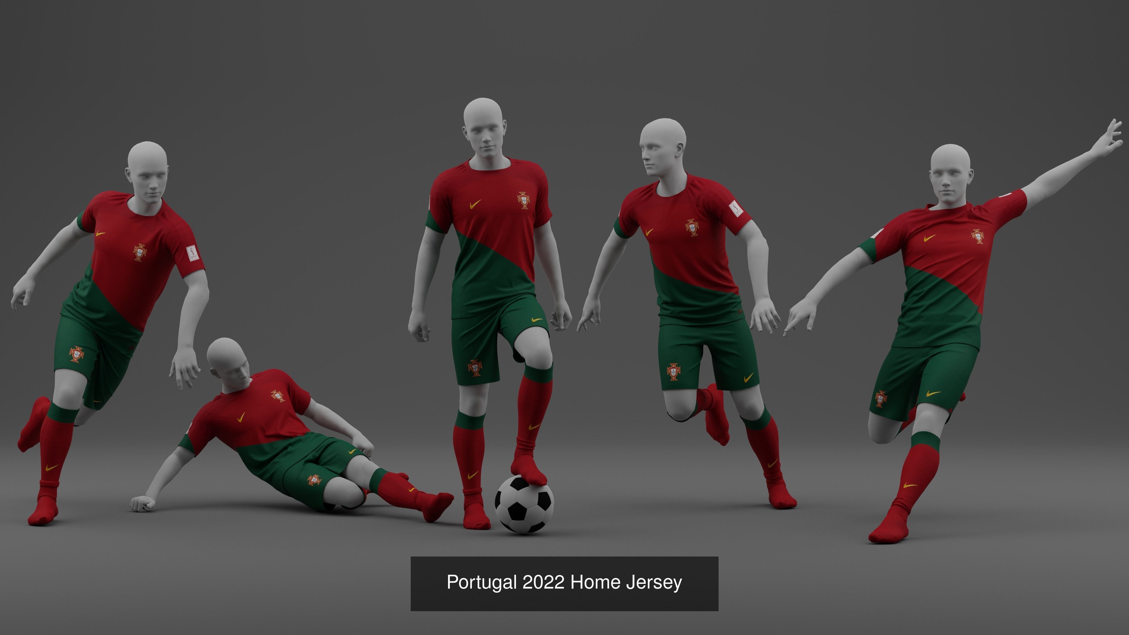 Portugal 2022 Jersey 3D Model Collection_1