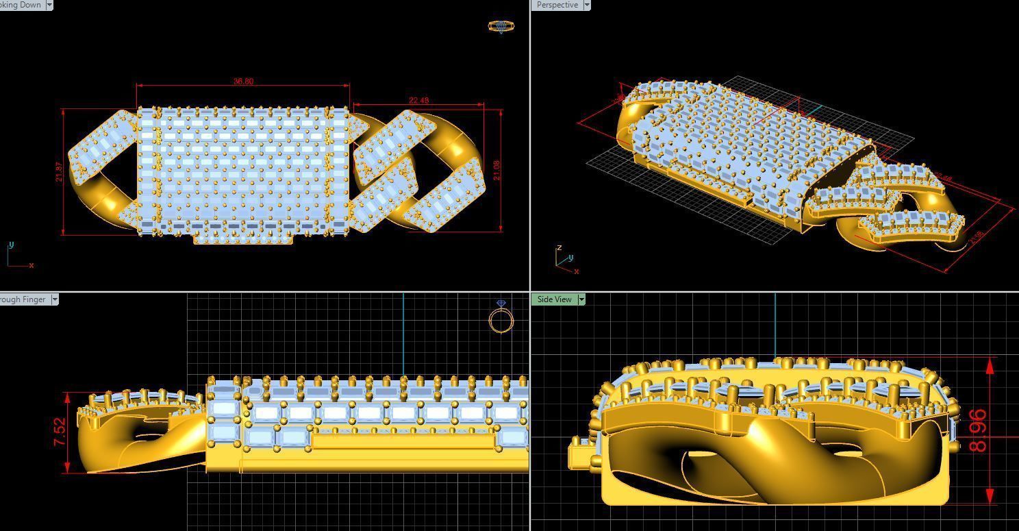 Cuban link 18mm Emerald Diamond 3D model_7