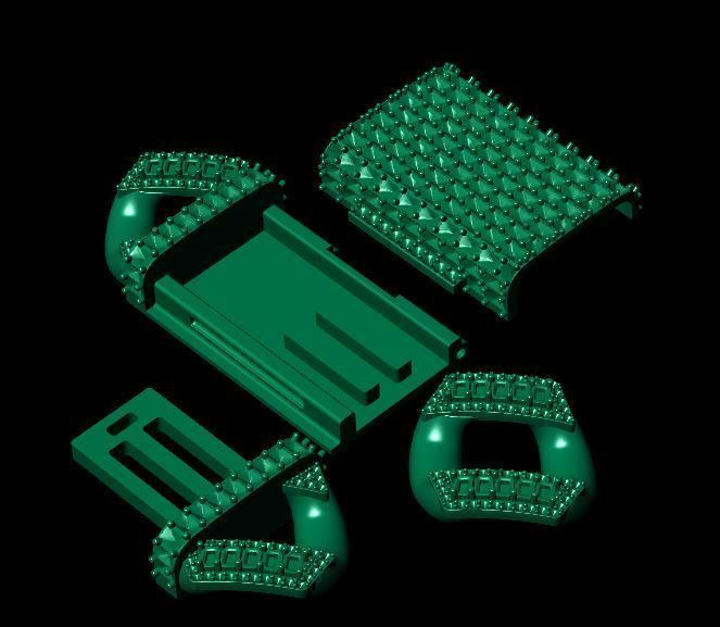 Cuban link 18mm Emerald Diamond 3D model_8