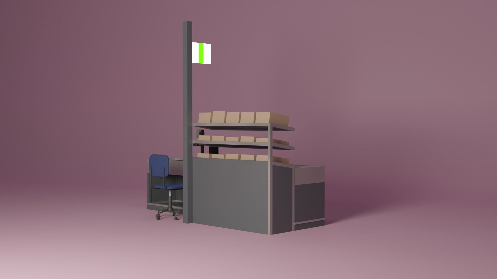 Supermarket Checkout Low-poly 3D model_4