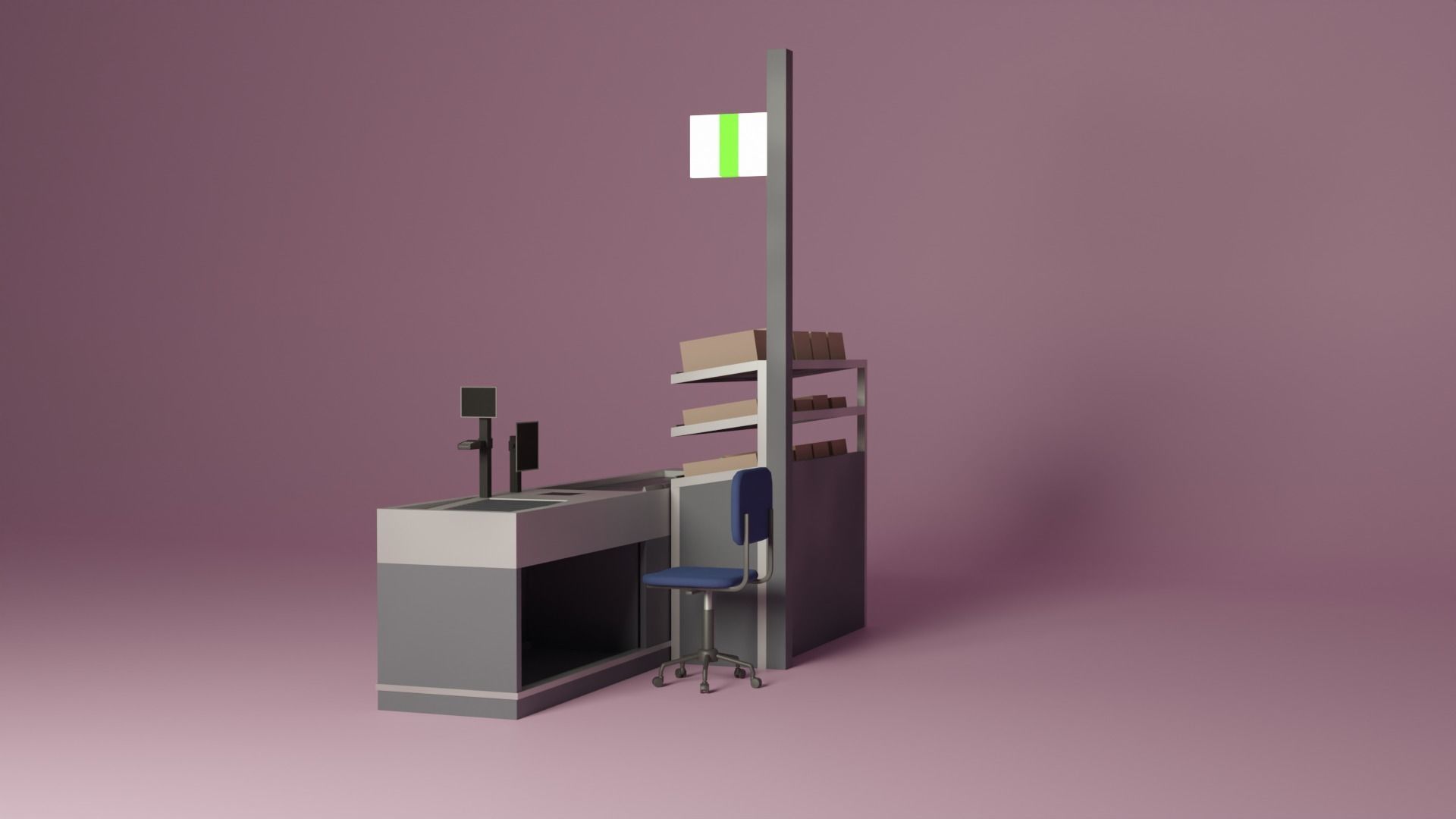 Supermarket Checkout Low-poly 3D model_9