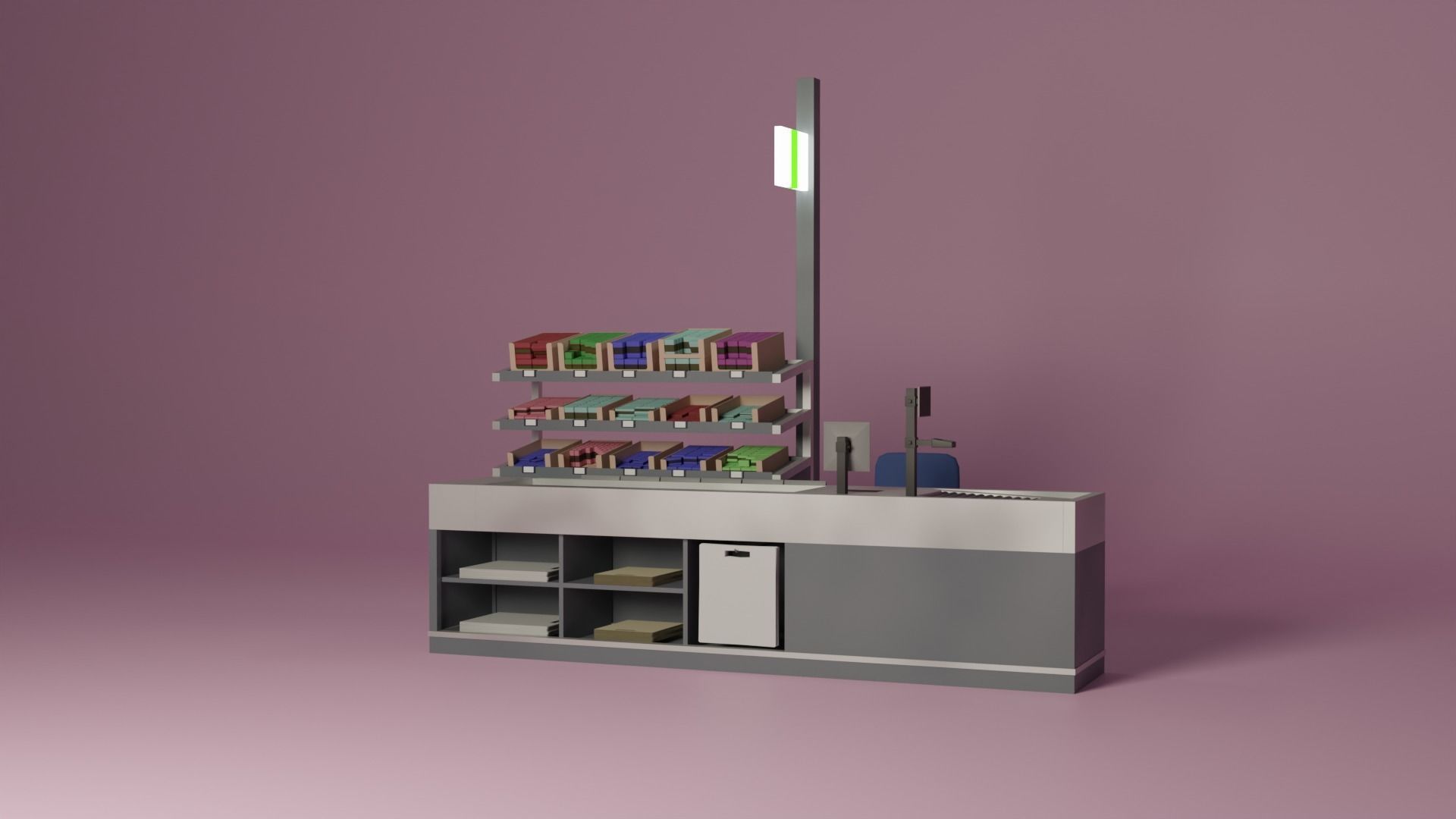 Supermarket Checkout Low-poly 3D model_16