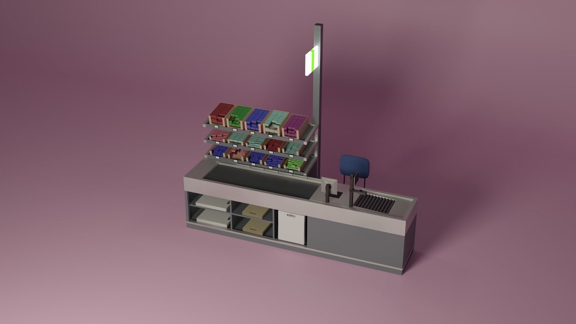 Supermarket Checkout Low-poly 3D model_19