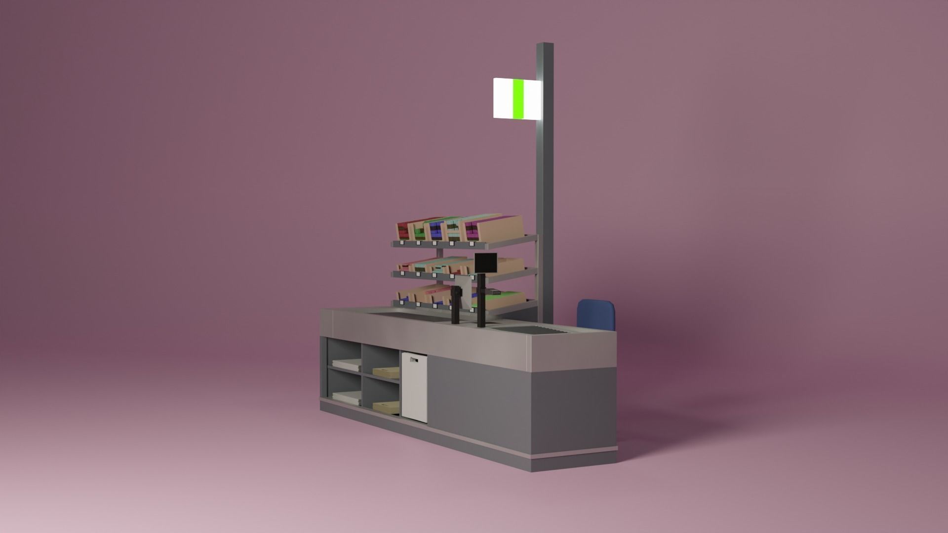 Supermarket Checkout Low-poly 3D model_10