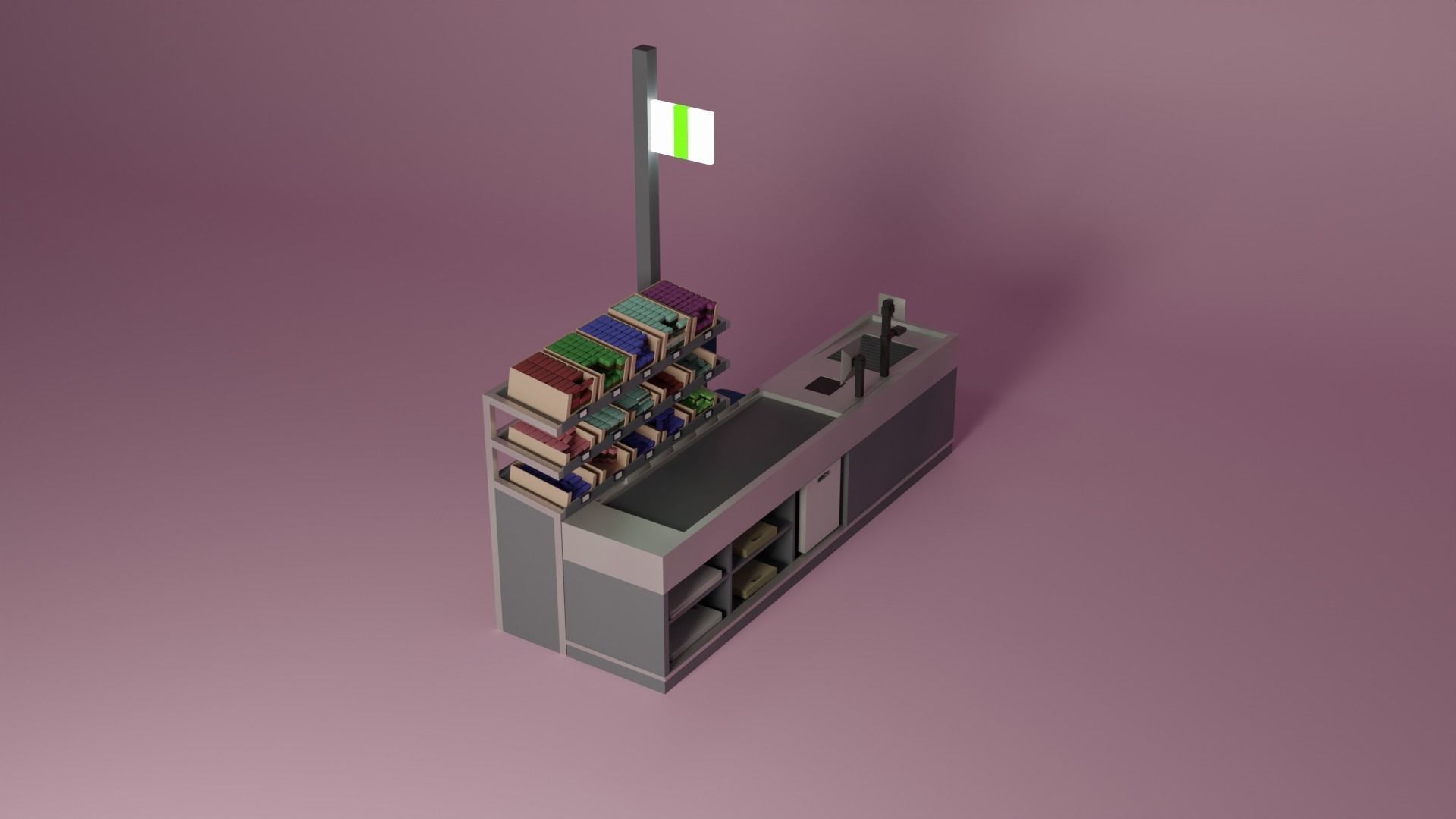 Supermarket Checkout Low-poly 3D model_20