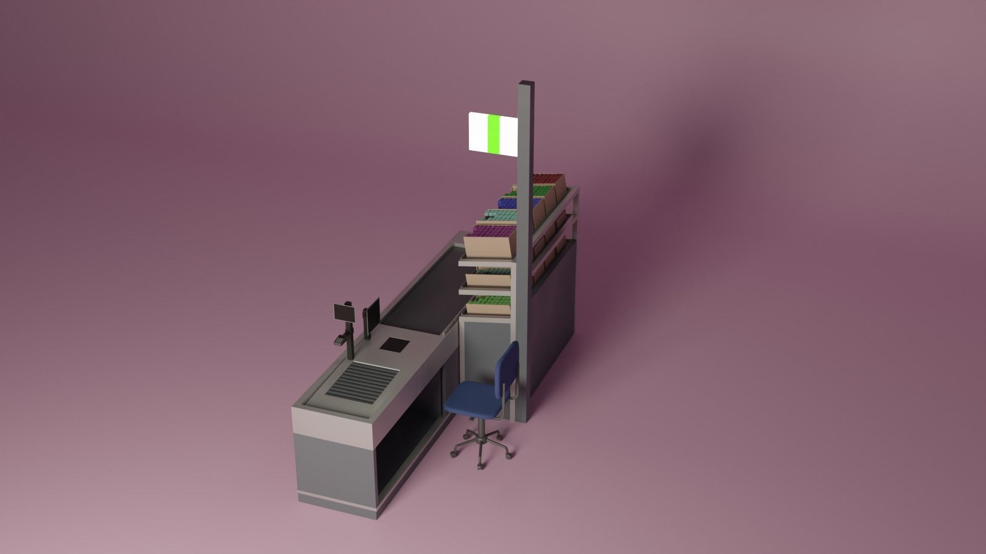 Supermarket Checkout Low-poly 3D model_3