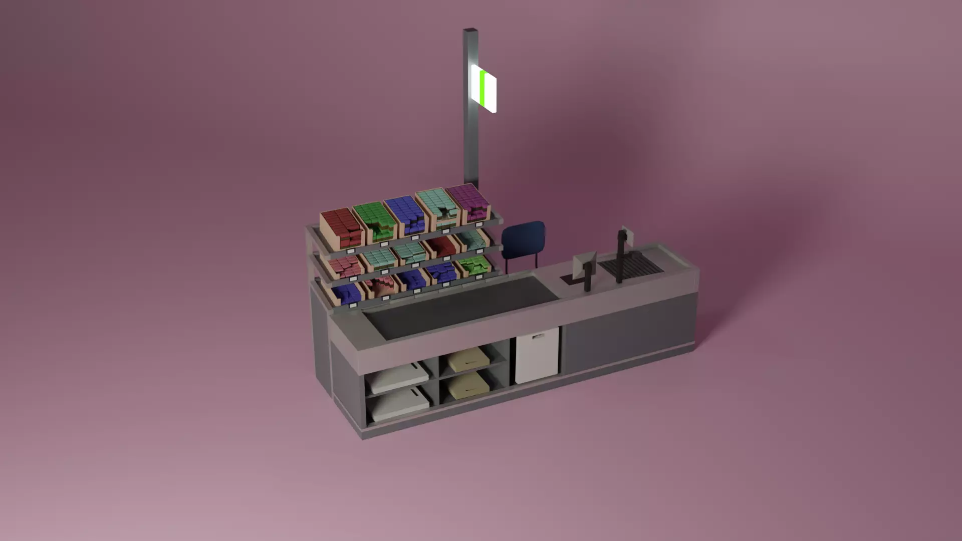 Supermarket Checkout Low-poly 3D model_0