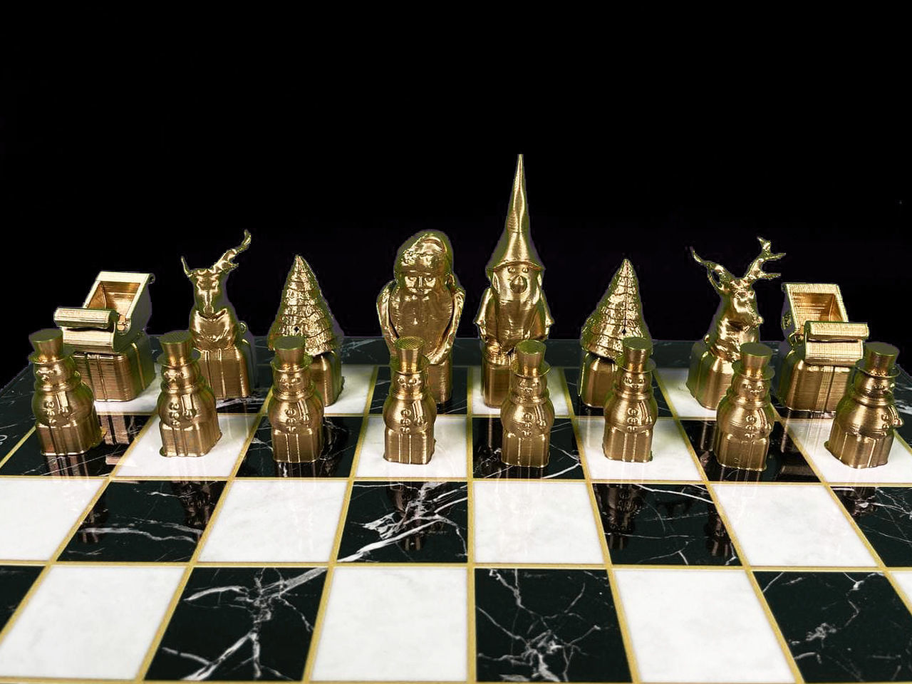 Christmas Chess Set STL 6 Different New Year Character 3D print model_2