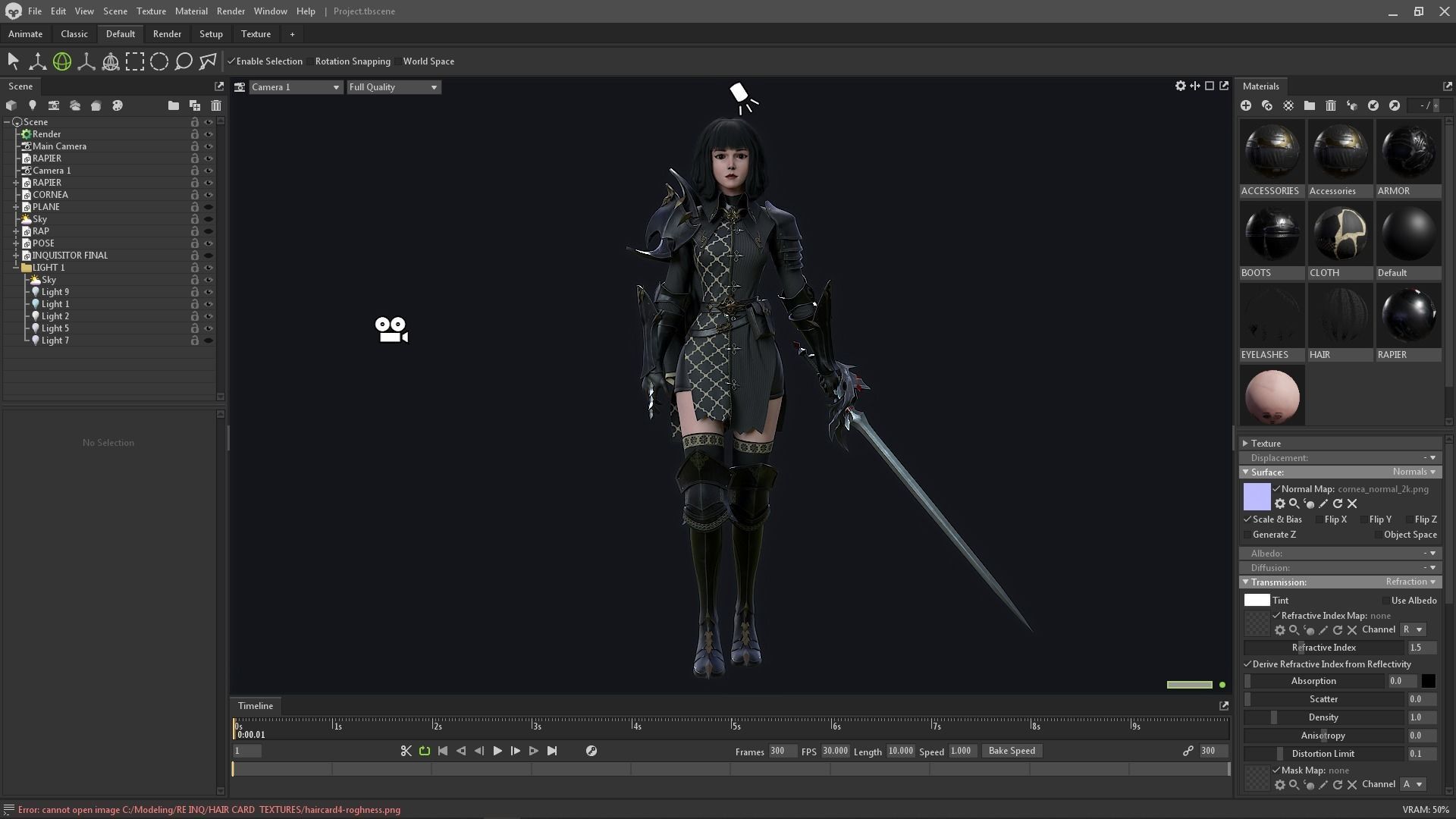 Inquisitor - Game Ready woman dressed in armor and holding sword Low-poly 3D model_12