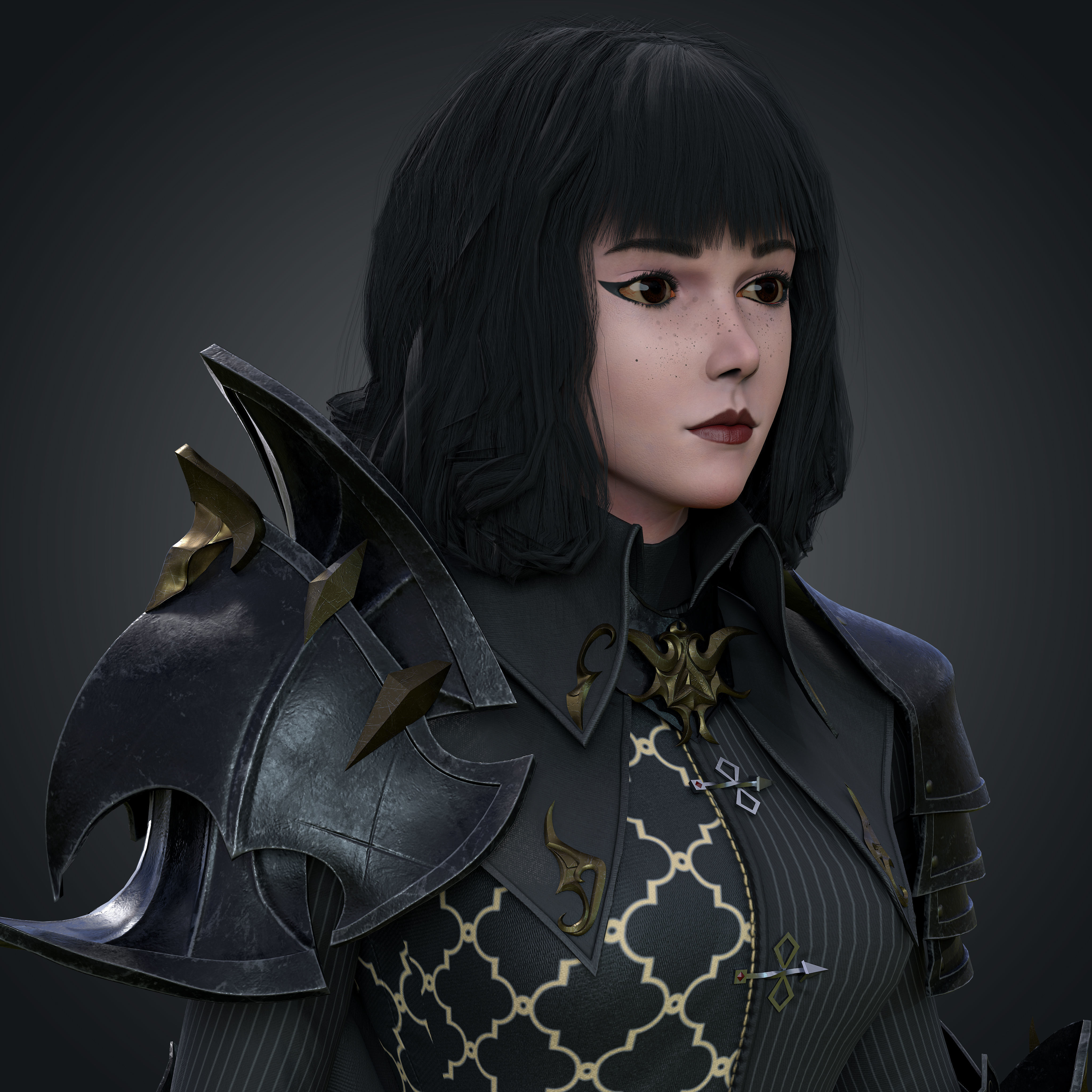 Inquisitor - Game Ready woman dressed in armor and holding sword Low-poly 3D model_7