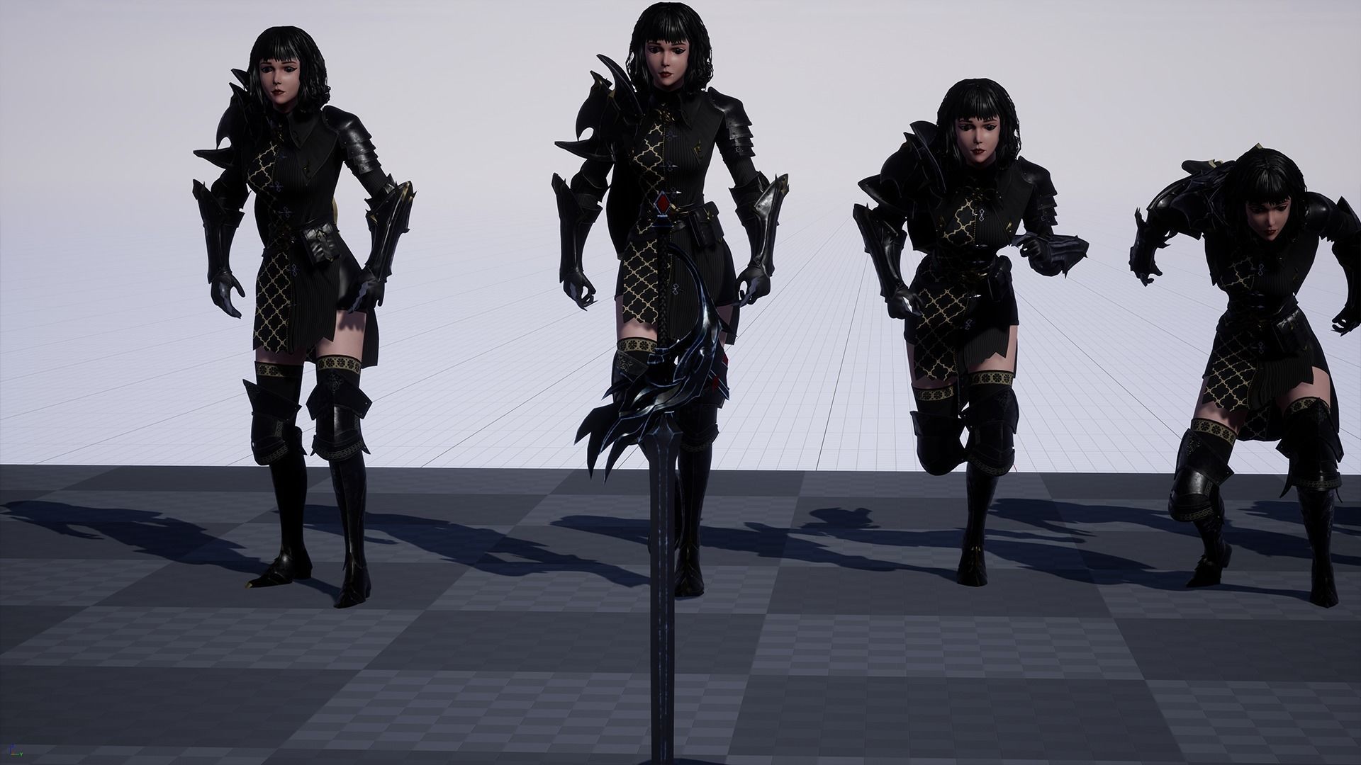 Inquisitor - Game Ready woman dressed in armor and holding sword Low-poly 3D model_19