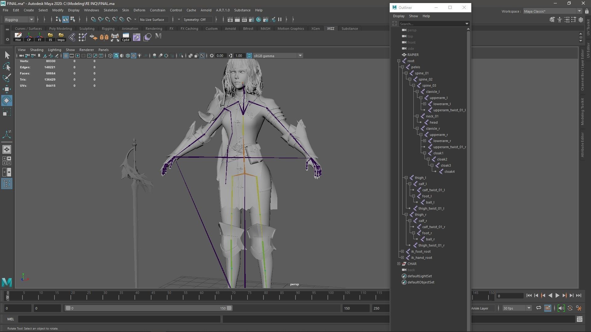 Inquisitor - Game Ready woman dressed in armor and holding sword Low-poly 3D model_13