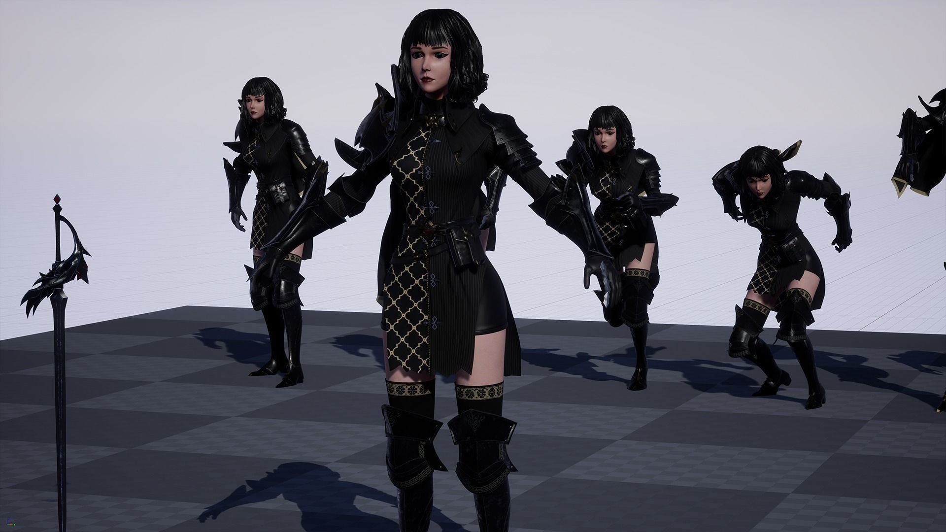 Inquisitor - Game Ready woman dressed in armor and holding sword Low-poly 3D model_20