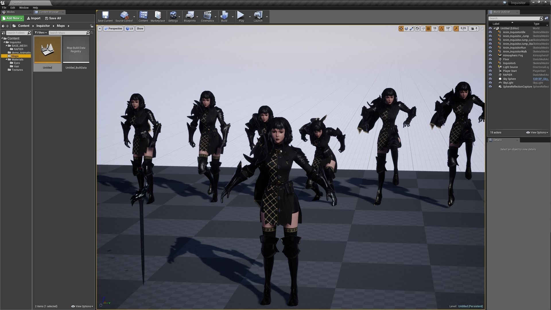 Inquisitor - Game Ready woman dressed in armor and holding sword Low-poly 3D model_16
