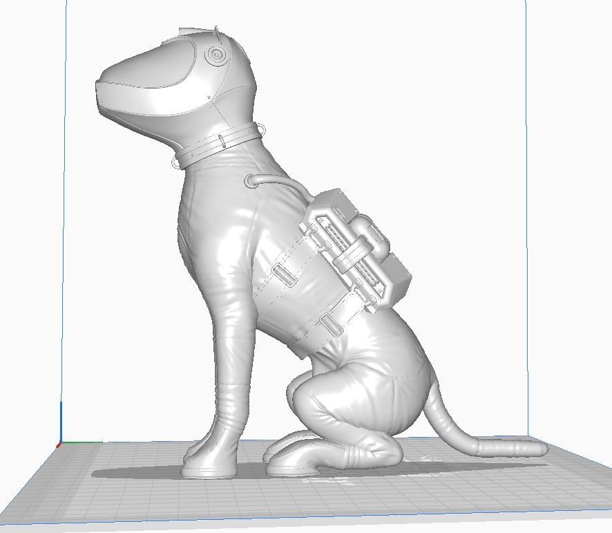 Spacedog two dogs in space suit 3D print model_7