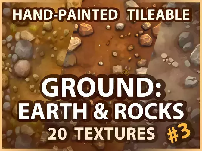 Ground - Earth and Rocks - 20 TEXTURES - Hand-painted -PACK 3---