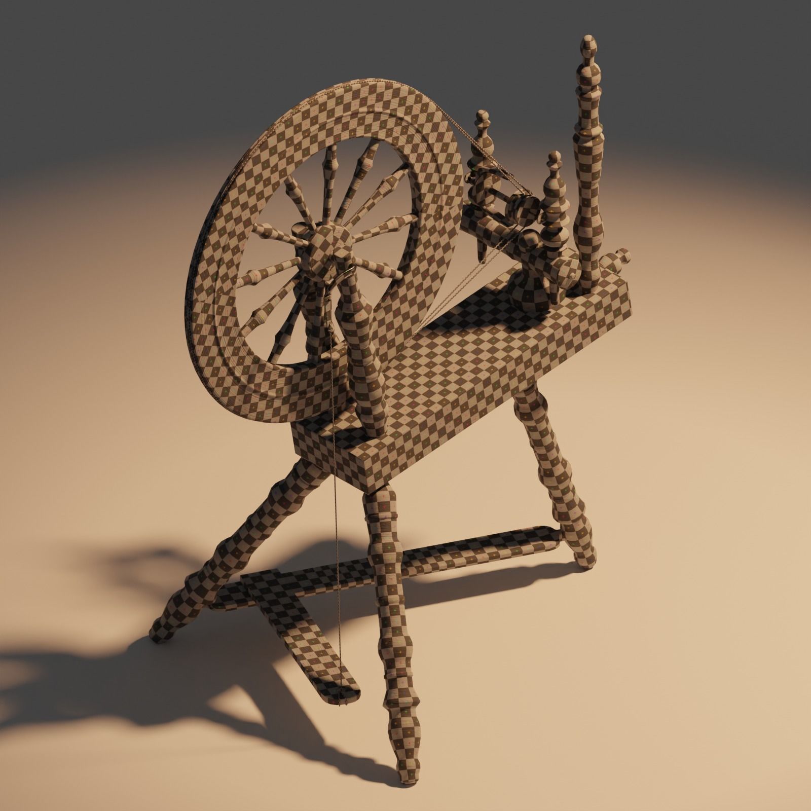 Spinning Wheel Animated 3D model_3