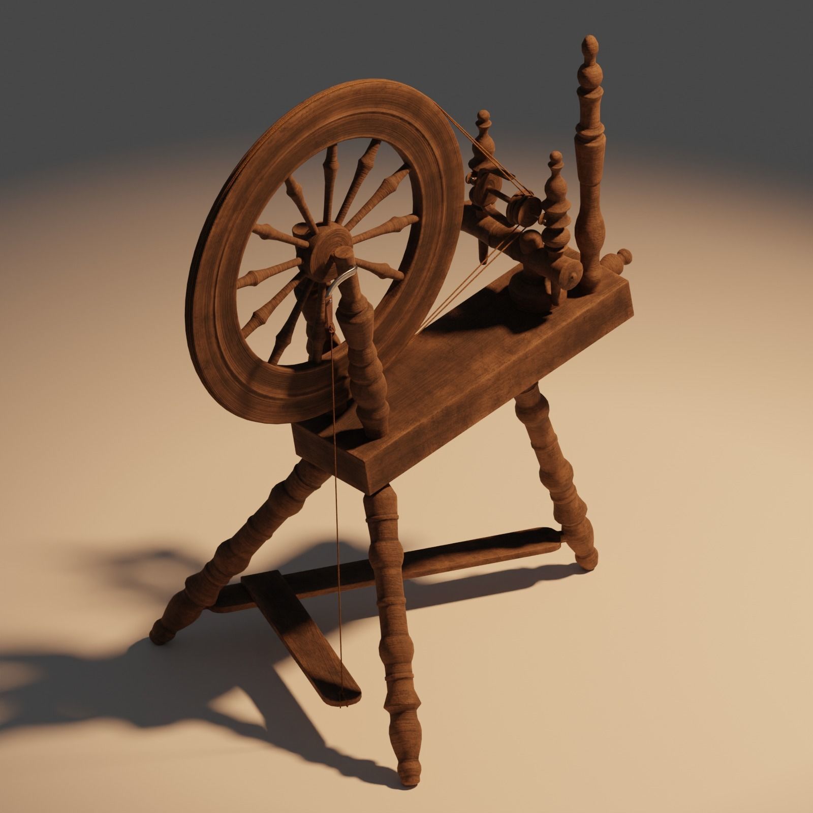 Spinning Wheel Animated 3D model_2