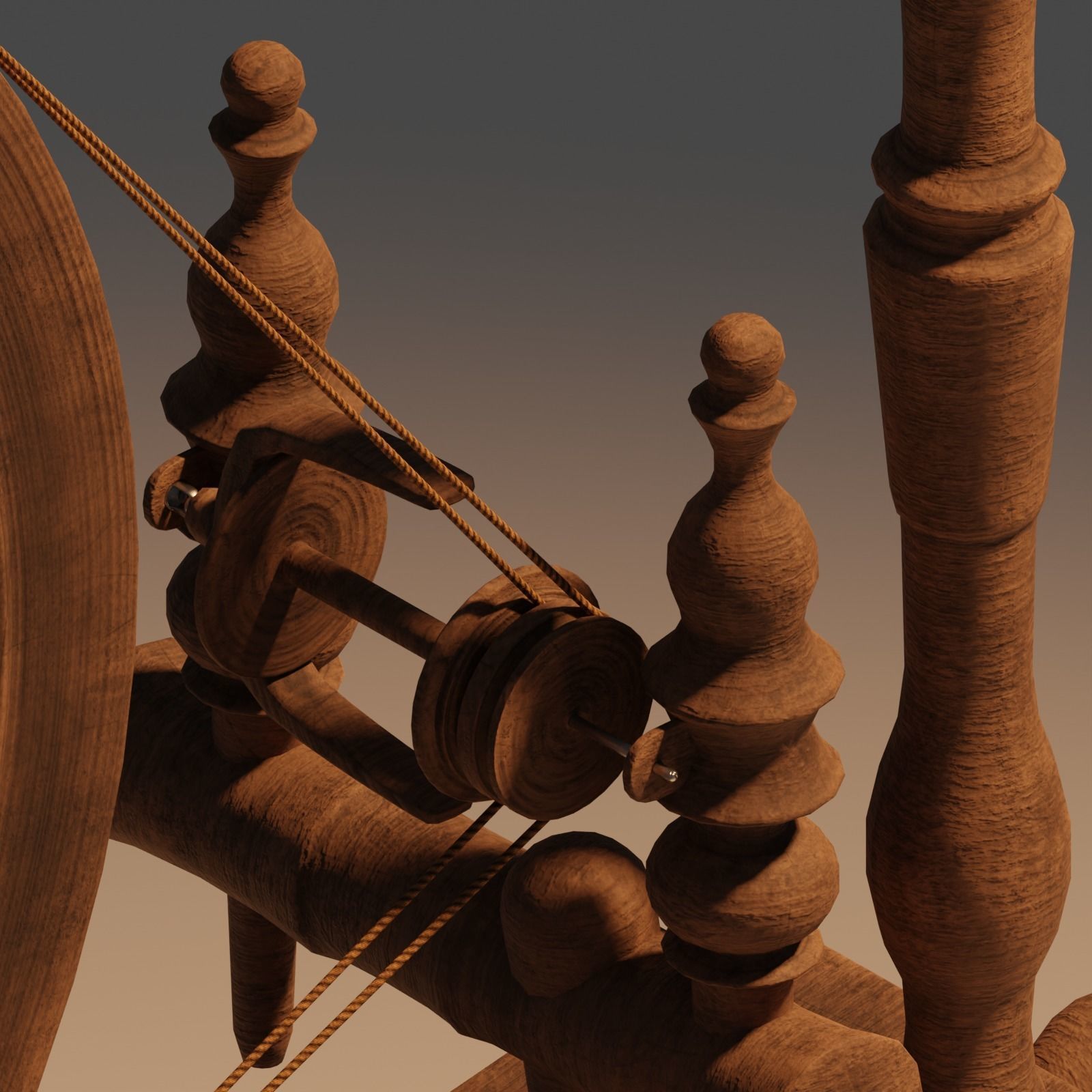 Spinning Wheel Animated 3D model_6