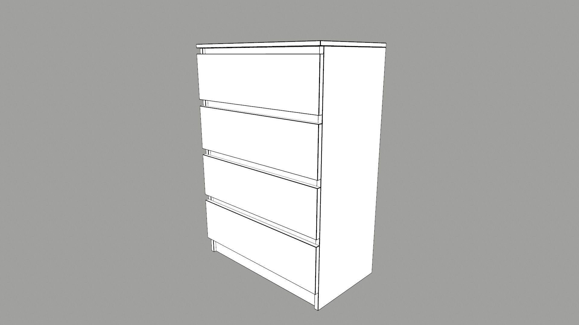 Chest of 4 Drawer 3D model_15