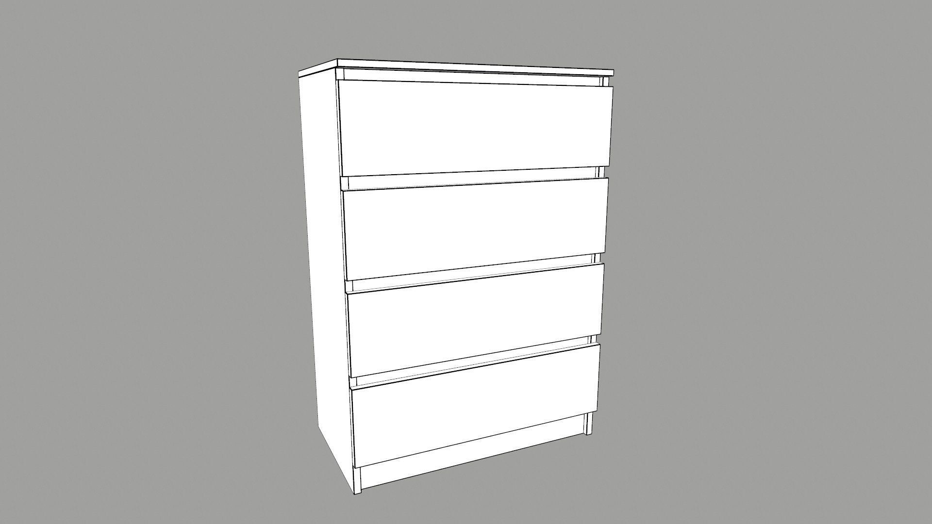 Chest of 4 Drawer 3D model_14