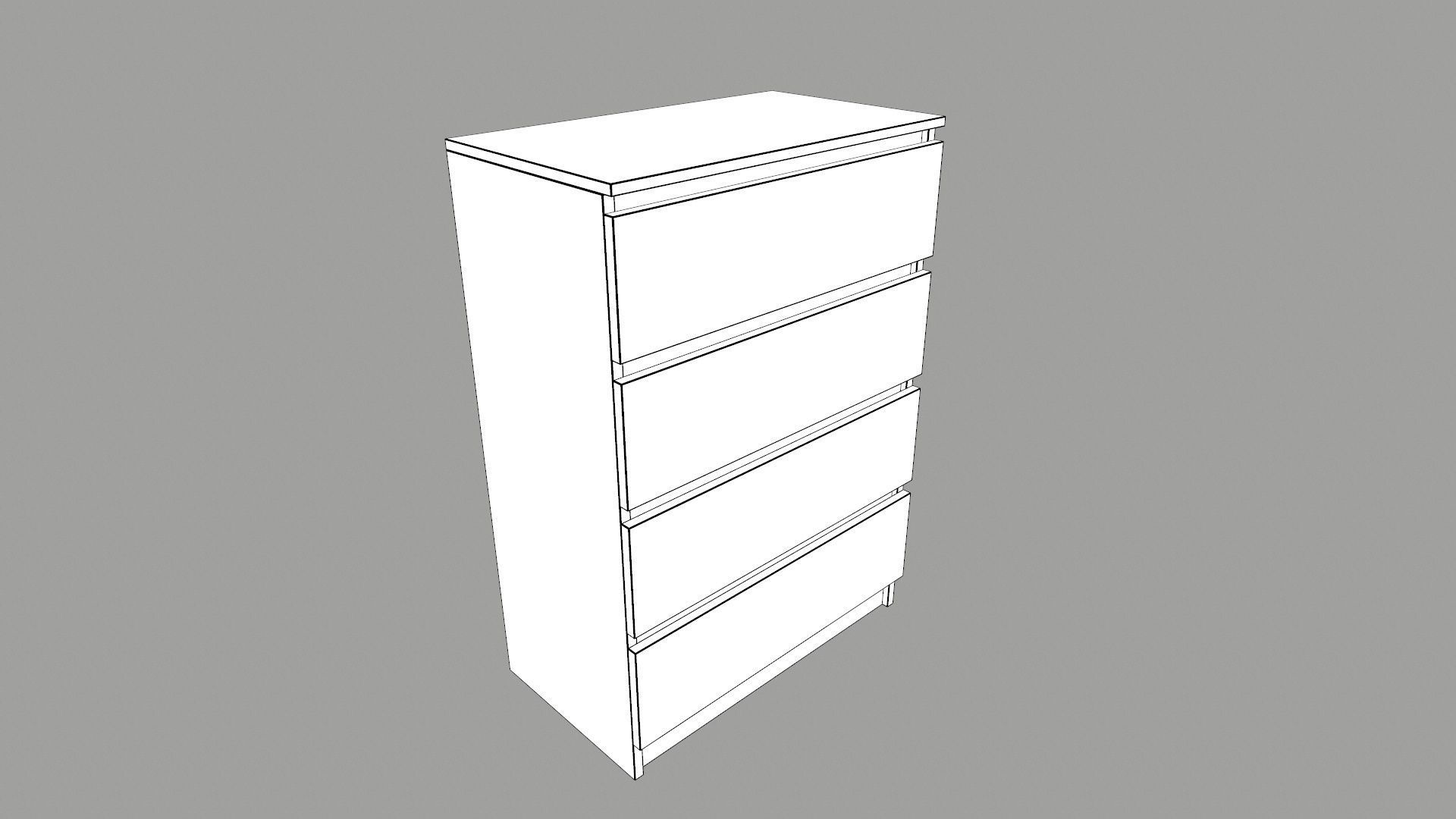Chest of 4 Drawer 3D model_13