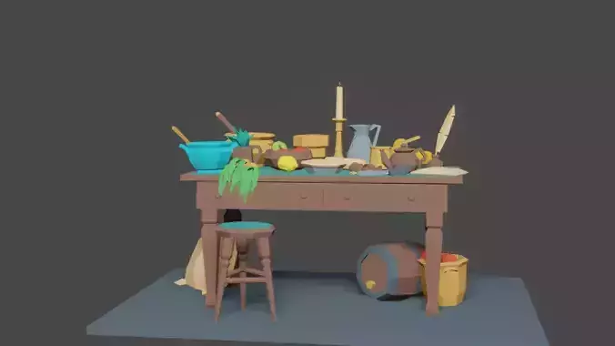 Old fashioned low poly Dining table
