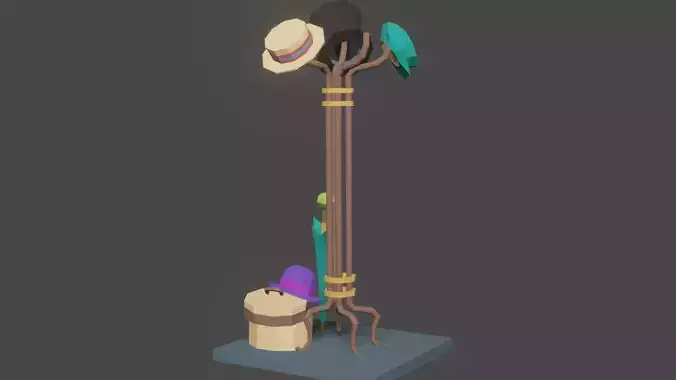 Low poly hat stand