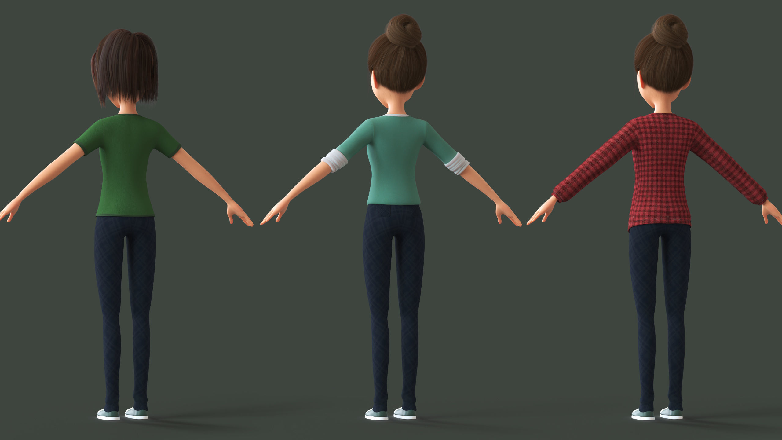 Cartoon Teen Girl - College Student 3D model_5