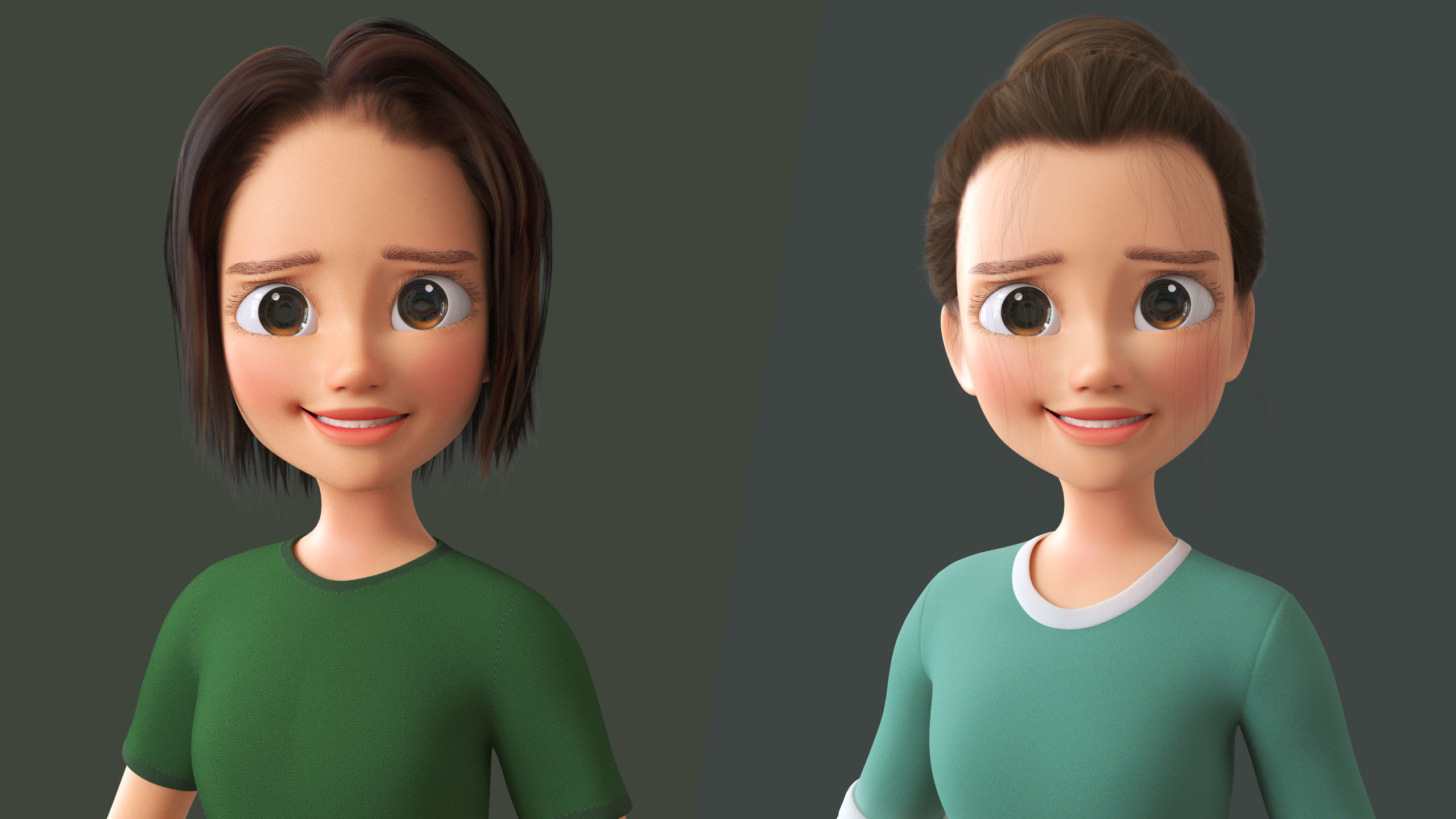 Cartoon Teen Girl - College Student 3D model_16