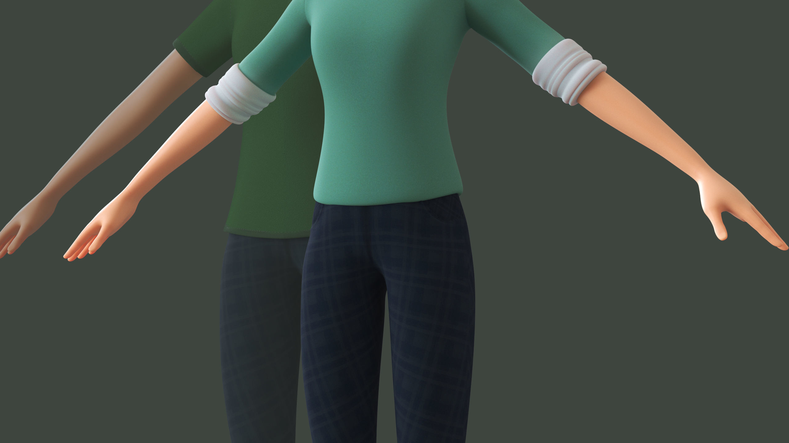 Cartoon Teen Girl - College Student 3D model_7