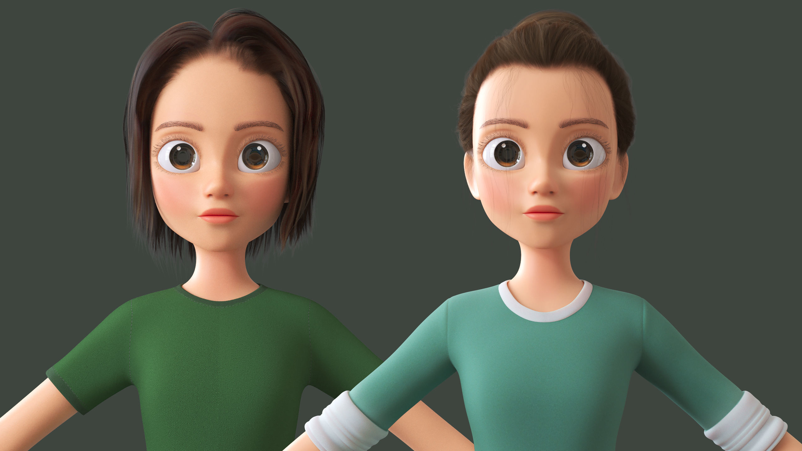 Cartoon Teen Girl - College Student 3D model_8